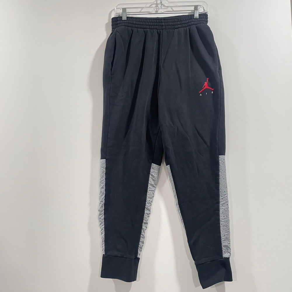 Jordan Mens Black Cement Flight Fleece Joggers Sweatpants 884203-010 Size M